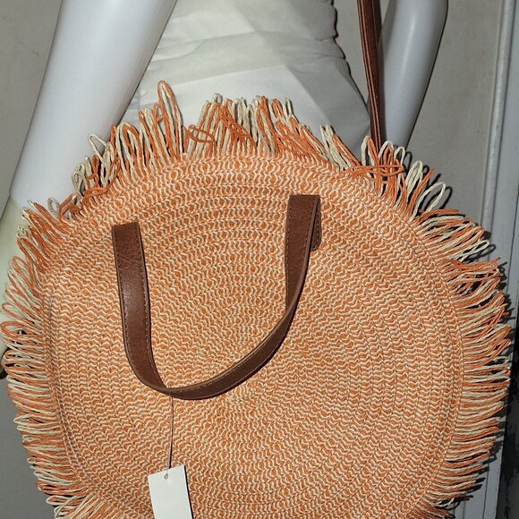 Round Straw Bags Women Rattan Handbags Handmade Woven Tote Wicker Shoul - Picture 8 of 11